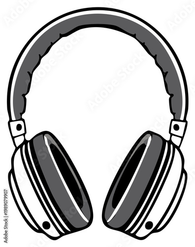 Isolated vector illustration of cartoon style headphones for music and podcasting