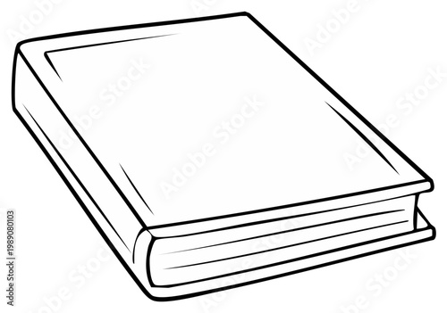 Simple outline drawing of a closed blank hardcover book angled for educational concepts and literature themes