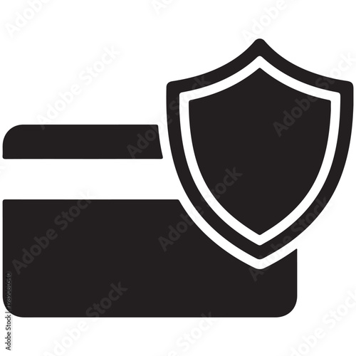 Credit card with shield icon for secure payment and financial data protection vector illustration