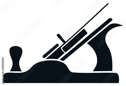 Illustration of a traditional hand plane woodworking tool in silhouette