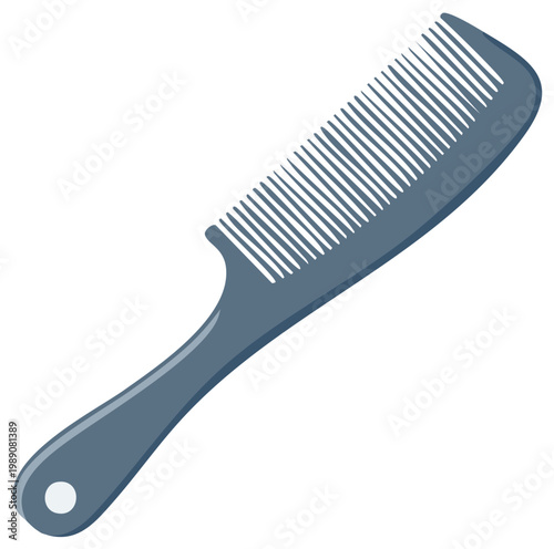 Isolated blue comb with fine teeth for hair grooming and styling on white background