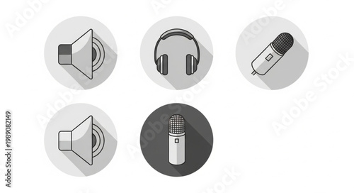 Audio Icons Representing Sound Recording and Playback.
