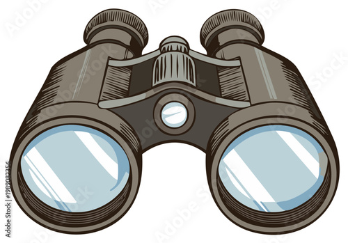 Retro Style Binoculars Vector Illustration for Outdoor Exploration and Vision