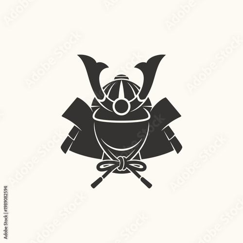Samurai Helmet Emblem Silhouette Icon