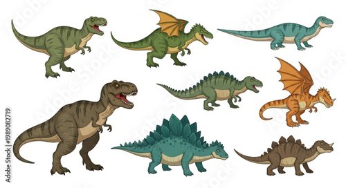 Collection of various dinosaur illustrations in different poses.