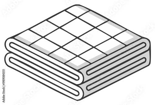 Isometric Folded Quilted Blanket or Duvet Bedding Textile Icon Graphic Design