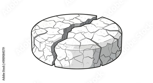 Cracked white circular object, symbolizing brokenness or failure