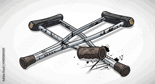 Crutches, medical aid, rehabilitation, injury, broken leg, mobility aid