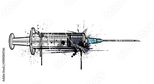 Grunge Syringe with Ink Splatter