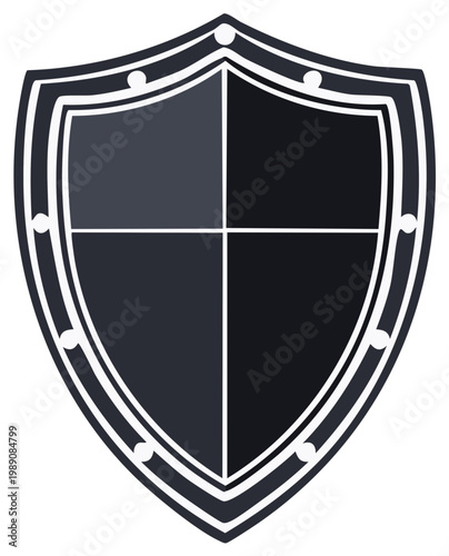 Heraldic Shield Icon Symbol with Quartered Divisions