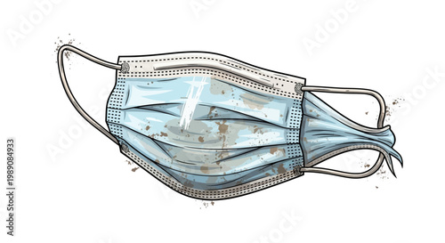 Medical Face Mask Illustration with Splatter Effect