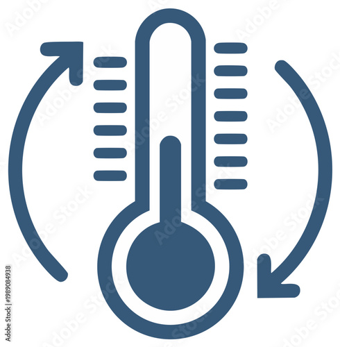 Thermometer icon with circular arrows symbolizing temperature change or cycle