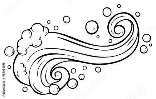 Stylized wave with foam and bubbles in vector format for design elements or illustrations