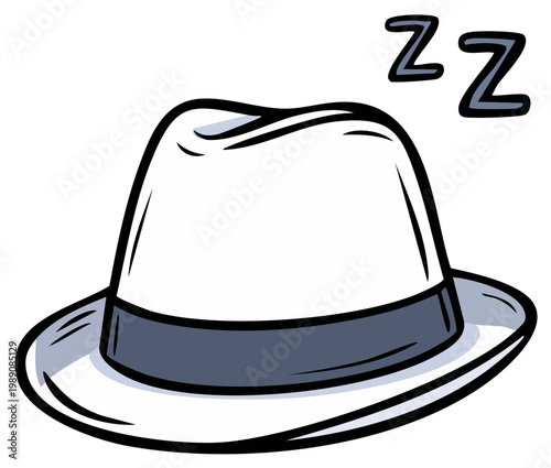 Stylized illustration of a fedora hat with z's symbolizing sleep