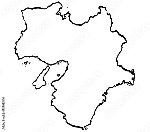 近畿地図 筆タッチ 和風 西日本 / A brushstroke map of Kinki