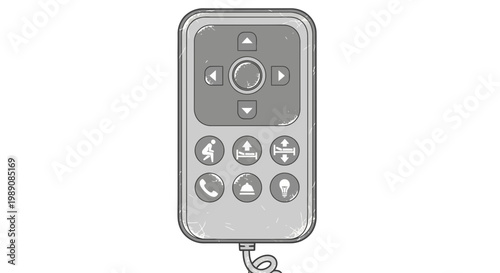 Remote control with buttons for accessibility features, isolated on white