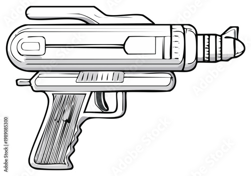 Retro futuristic ray gun illustration for science fiction or comic book concepts