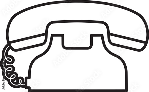 Vintage rotary phone with cord and receiver on hook  classic landline telephone