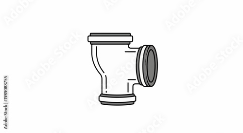 A simplified illustration of a white pipe fitting with grey accents