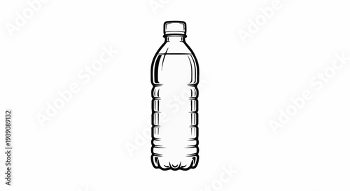 A simple line drawing of a full plastic water bottle against a white background