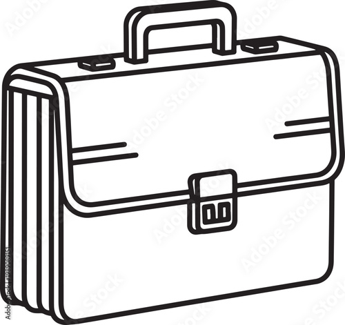 Line drawing of a classic briefcase with handle and clasp