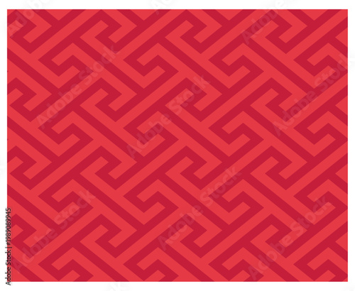 工字繋ぎ模様 赤 シームレスパターン