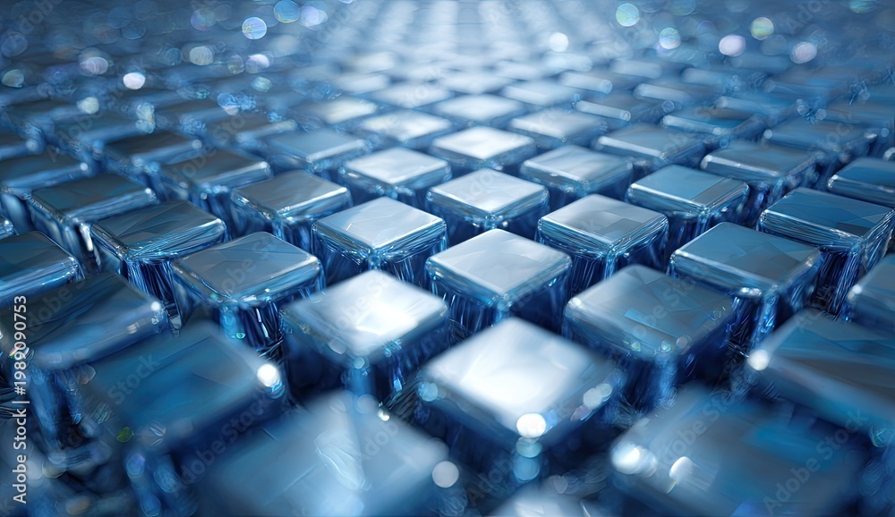 Fototapeta premium Abstract Blue Cubes Grid Pattern Background.