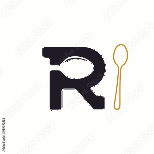 Minimal R Spoon Logo Concept For Restaurant, Recipe And Culinary Branding, Modern Kitchen Icon.