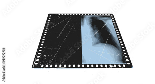 Cracked film strip, broken screen, abstract digital art