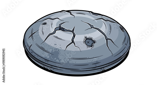 Cracked grey stone disc