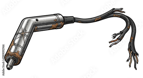 Damaged electrical connector with frayed wires