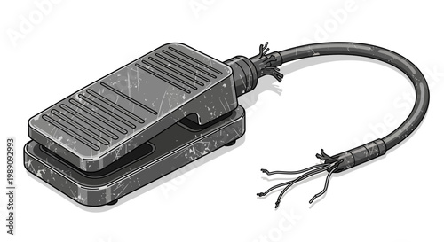 Damaged foot switch with frayed electrical cord