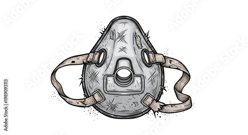 Grungy respirator mask isolated on white background