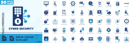 Cyber Security Solid Color Editable Icons set