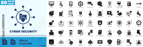 Cyber Security Solid Editable Icons set