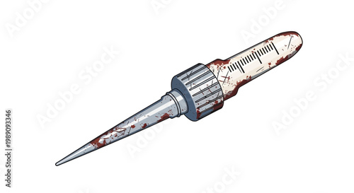Rusty Syringe Isolated on White Background