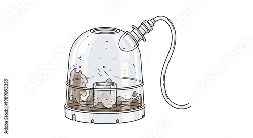 Terrarium with artificial light and soil, isolated on white background.