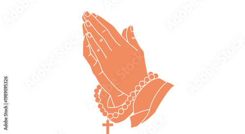 Praying Hands with Rosary Beads.