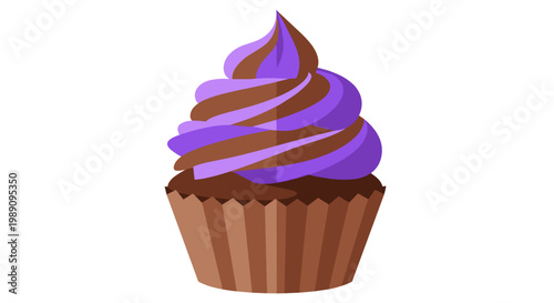 Purple Frosted Cupcake Illustration.