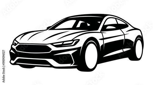 Minimalist Car Silhouette Vector Modern Automotive Logo Design Black and White