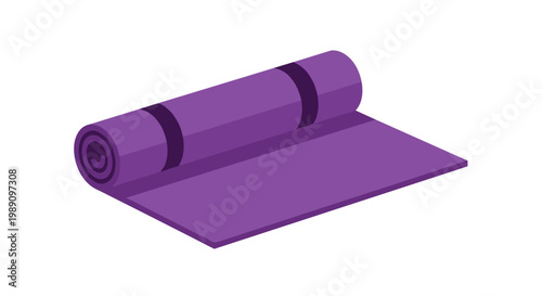 Purple Yoga Mat Rolled Up.