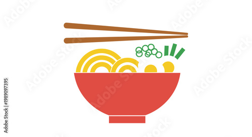 Ramen Noodle Bowl Food Illustration.