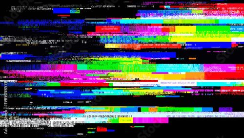 digital glitch background with colorful pixels and binary code error