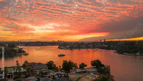 Bushfire smoke over the Parramatta river and Western Sydney.