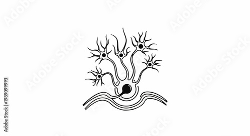 Abstract illustration of interconnected nerve cells with branching dendrites