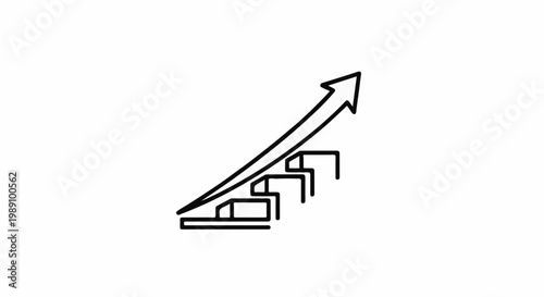 An upward trending arrow superimposed over stylized steps