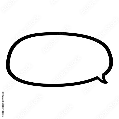 Bild auf Leinwand Wide oval speech bubble with short tail and smooth outline, simple flat illustration style, isolated on light background, comic dialogue element design