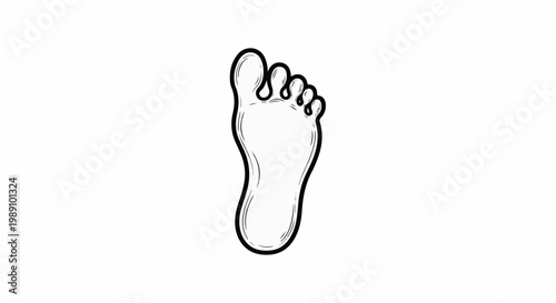 Black and white drawing of a single human footprint on a white background