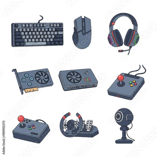 Collection of Computer Gaming Accessories and Peripherals.