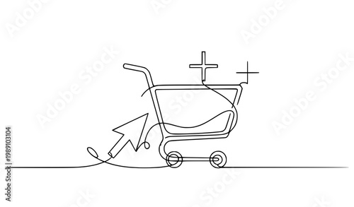 Add to cart continuous line icon vector ecommerce purchase symbol minimalist outline editable stroke